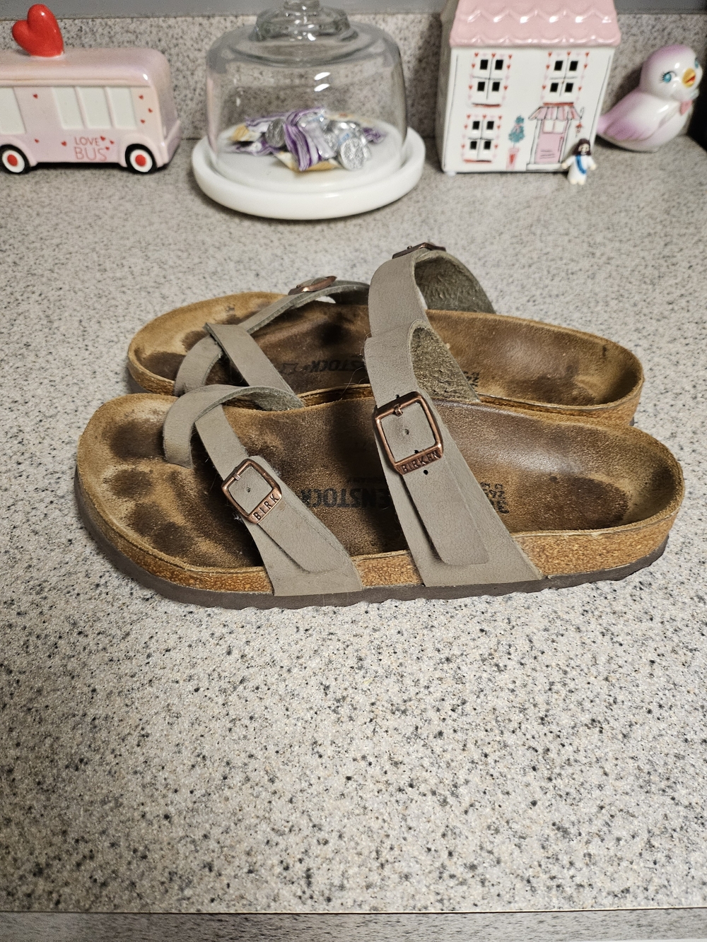 Birkenstock Neutral Taupe Strappy Cork Footbed Sandals